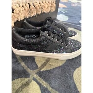 Not Rated Women Black Glitter Star Low Top Sneakers NRSP0034-001 Size 6